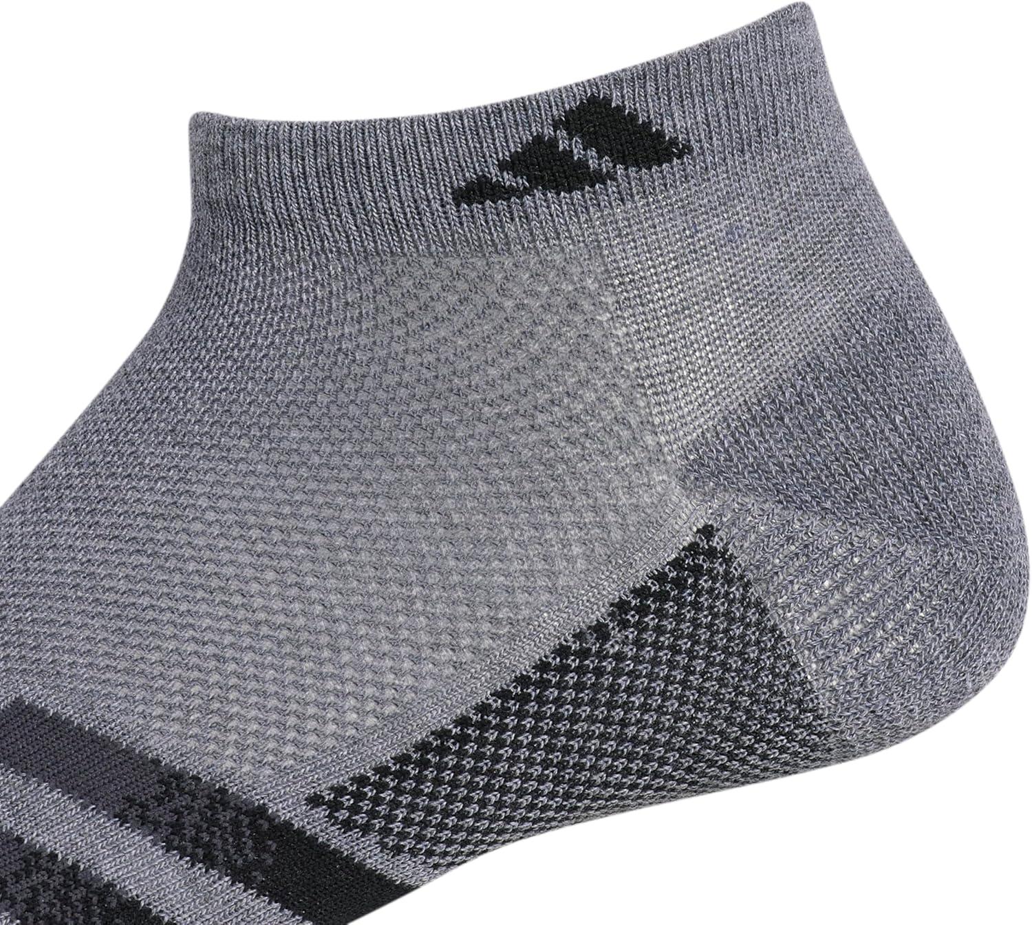 image:imageadidas mens Superlite Low Cut Ankle Socks 3 Pairs Striped LightweightHeather Dark GreyBlackNight Grey