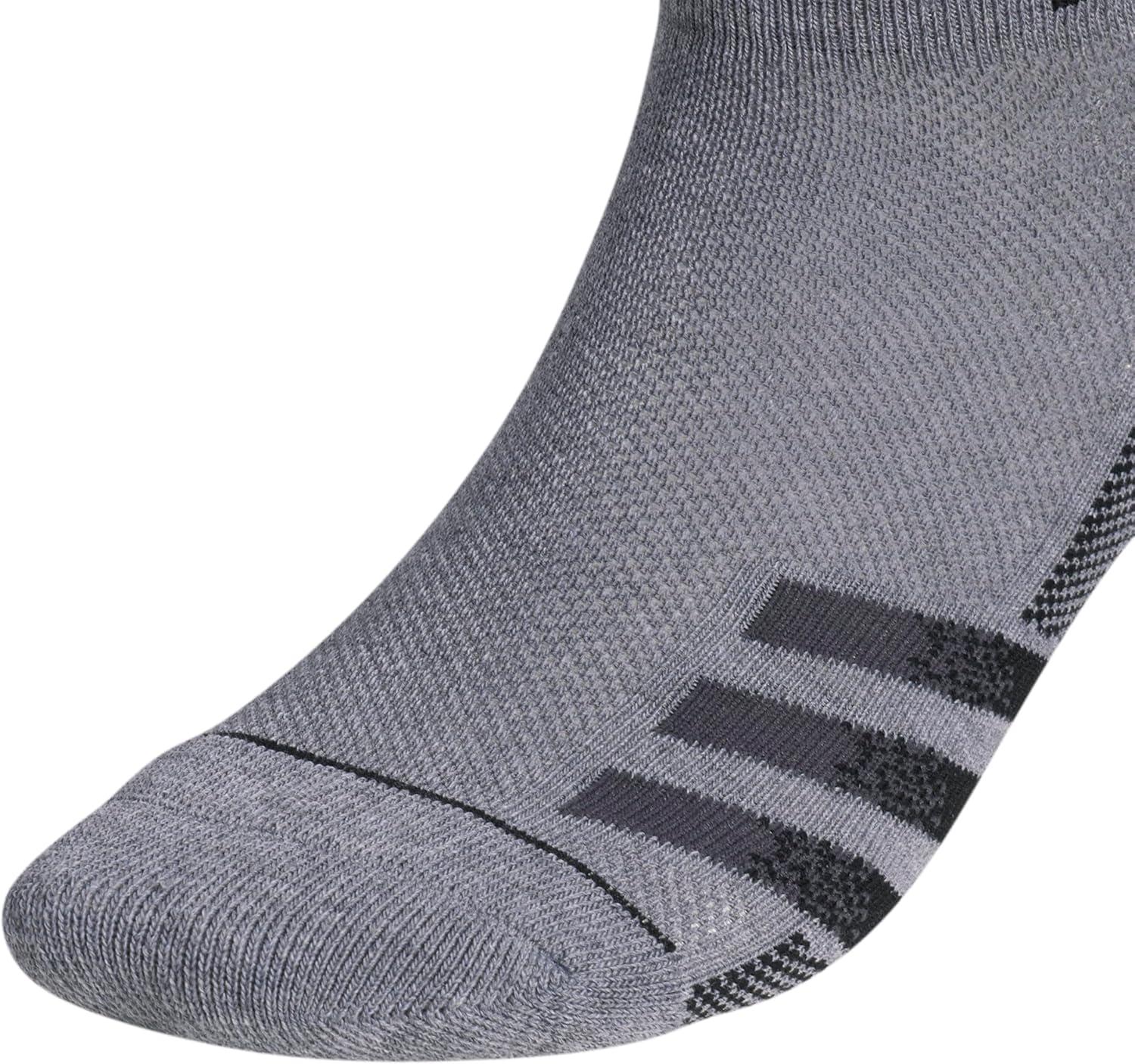 image:imageadidas mens Superlite Low Cut Ankle Socks 3 Pairs Striped LightweightHeather Dark GreyBlackNight Grey