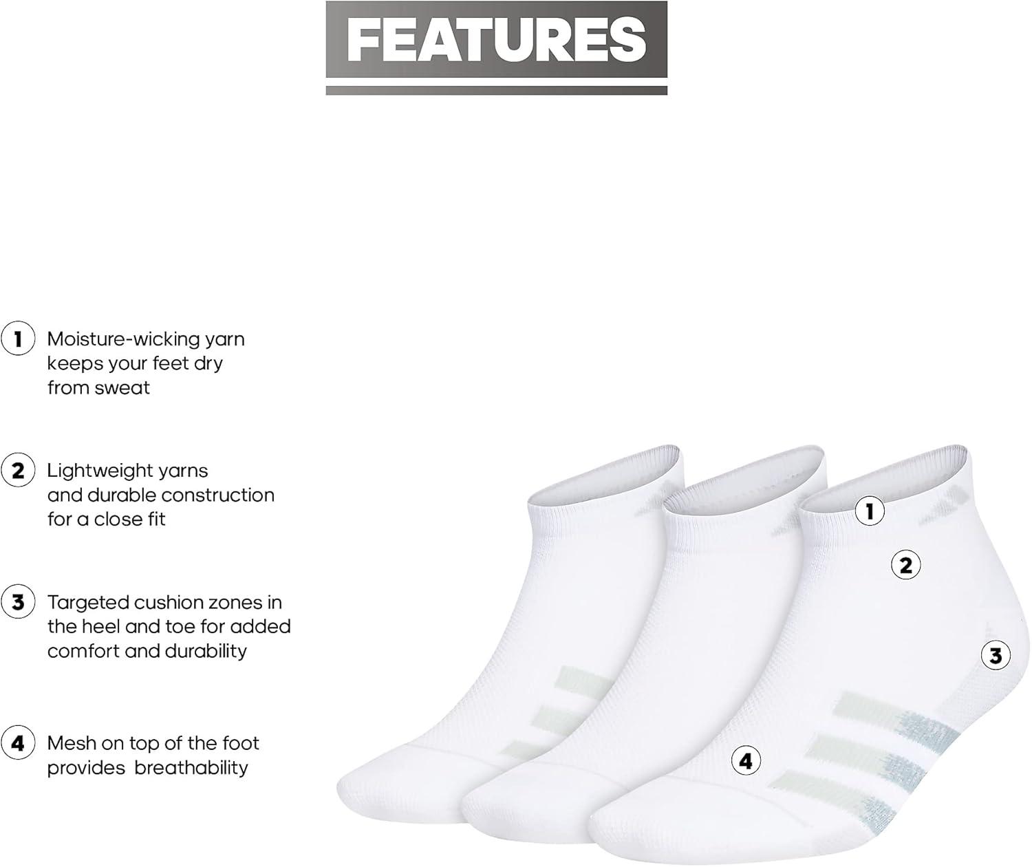 image:imageadidas mens Superlite Low Cut Ankle Socks 3 Pairs Striped LightweightWhiteClear Onix GreyClear Grey