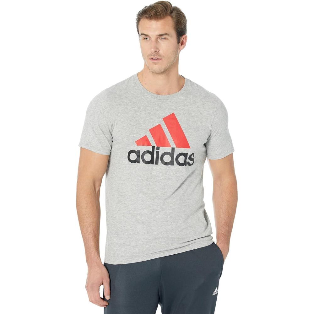 image:imageadidas Badge of Sport Tee MensMedium Grey HeatherVivid RedBlack