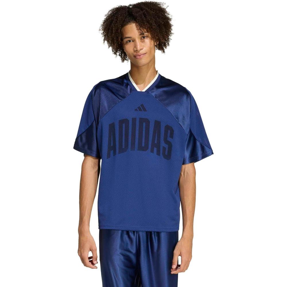 image:imageadidas Mens Men Stadium Seasonal Mesh TShirtDark BlueOff White