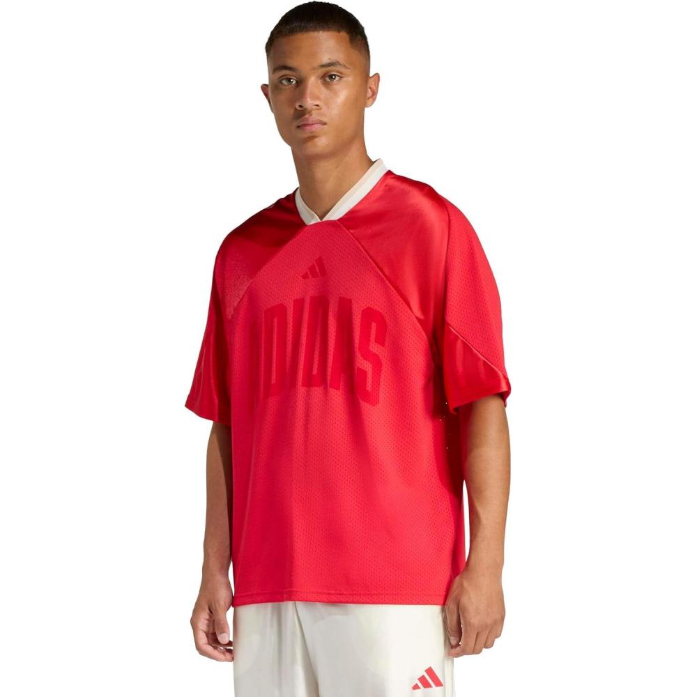 image:imageadidas Mens Men Stadium Seasonal Mesh TShirtPure RubyOff WhiteCrystal Linen