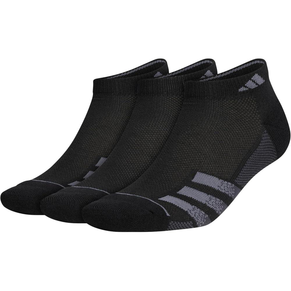 image:imageadidas mens Superlite Low Cut Ankle Socks 3 Pairs Striped LightweightBlackNight GreyOnix Grey