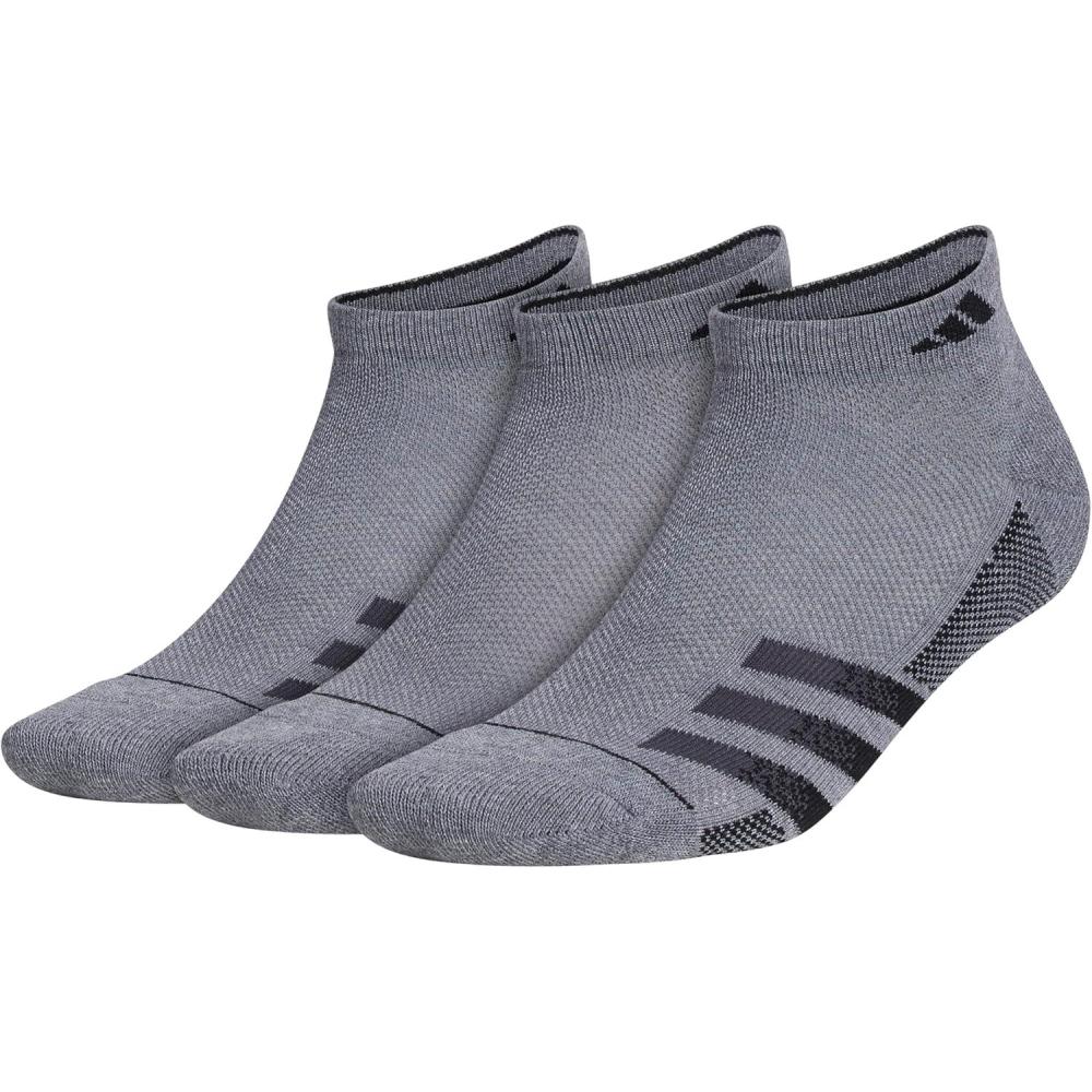 image:imageadidas mens Superlite Low Cut Ankle Socks 3 Pairs Striped LightweightHeather Dark GreyBlackNight Grey