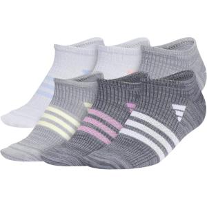 adidas Kids Superlite No Show Socks for Boys & Girls (6 Pairs) Lightweight(Blue Spark/Semi Pink Spark/Clear Mint Green/Girls/3.0)