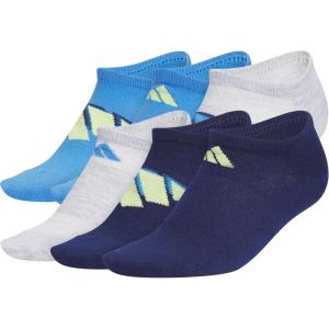 adidas Kids Superlite No Show Socks for Boys & Girls (6 Pairs) Lightweight(Ray Blue/Pulse Lime Green/Dark Blue/Classic/2.0)