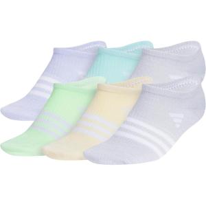 adidas Kids Superlite No Show Socks for Boys & Girls (6 Pairs) Lightweight(Violet Tone Purple/Energy Aqua/Clear Onix Grey)