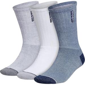 adidas mens Classic Cushioned 2.0 3-pack Crew Discontinued(Wonder Steel Blue/Clear Onix Grey/White)