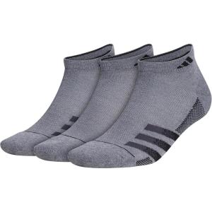 adidas mens Superlite Low Cut Ankle Socks (3 Pairs) Striped Lightweight(Heather Dark Grey/Black/Night Grey)