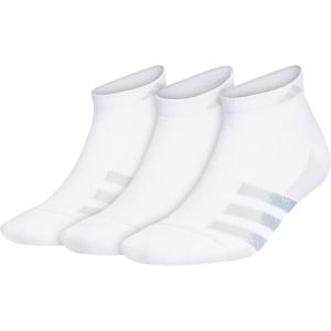 adidas mens Superlite Low Cut Ankle Socks (3 Pairs) Striped Lightweight(White/Clear Onix Grey/Clear Grey)