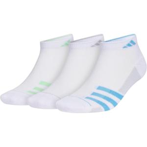 adidas mens Superlite Low Cut Ankle Socks (3 Pairs) Striped Lightweight(White/Semi Green Spark/Semi Blue Burst)