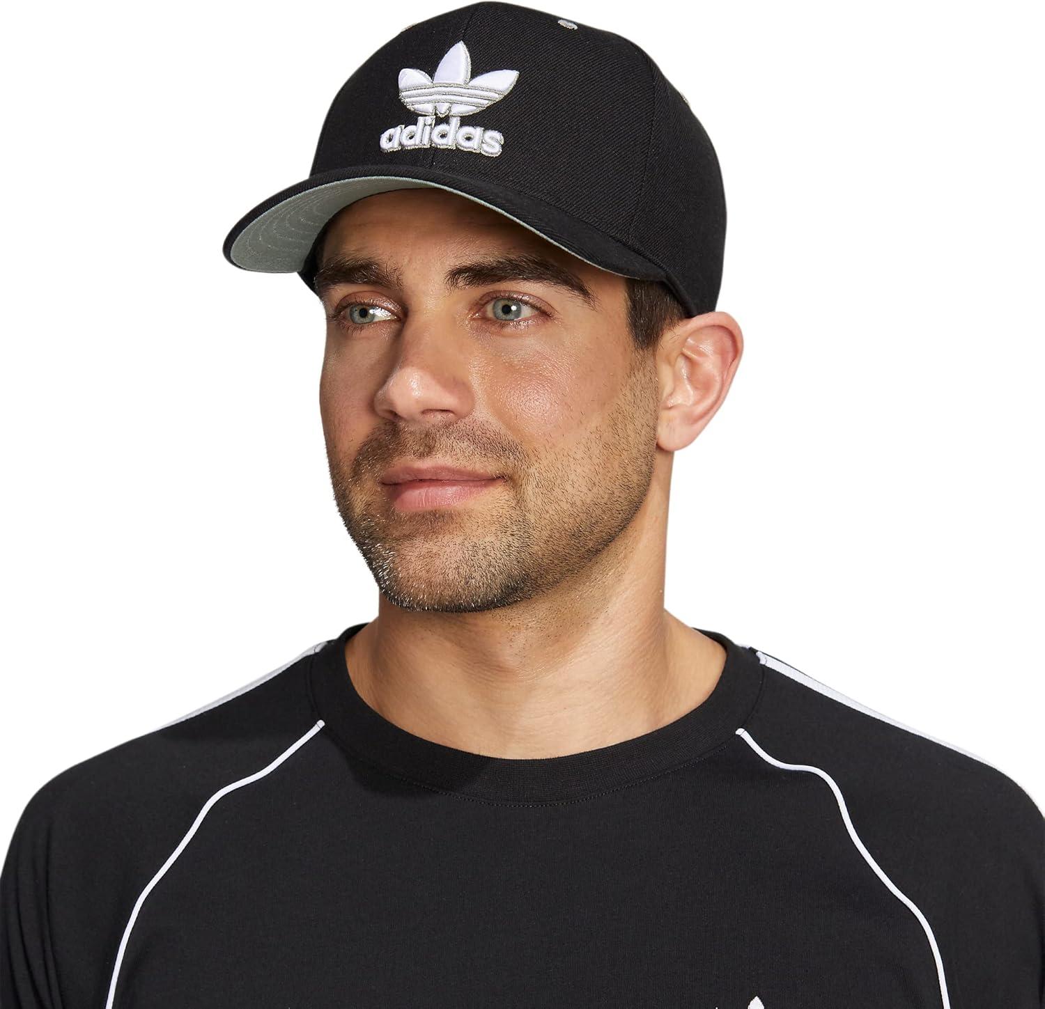 image:imageAdidas Originals Mens Modern High Crown Structured PreCurve Brim Snapback Adjustable Fit HatBlackWhiteSilver Green