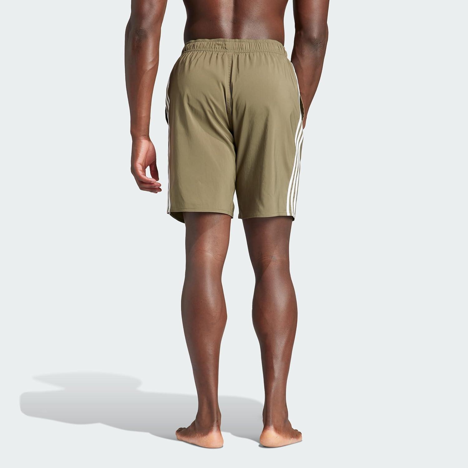 image:imageadidas 3Stripes Classics 19 Swim ShortsOlive StrataWhite