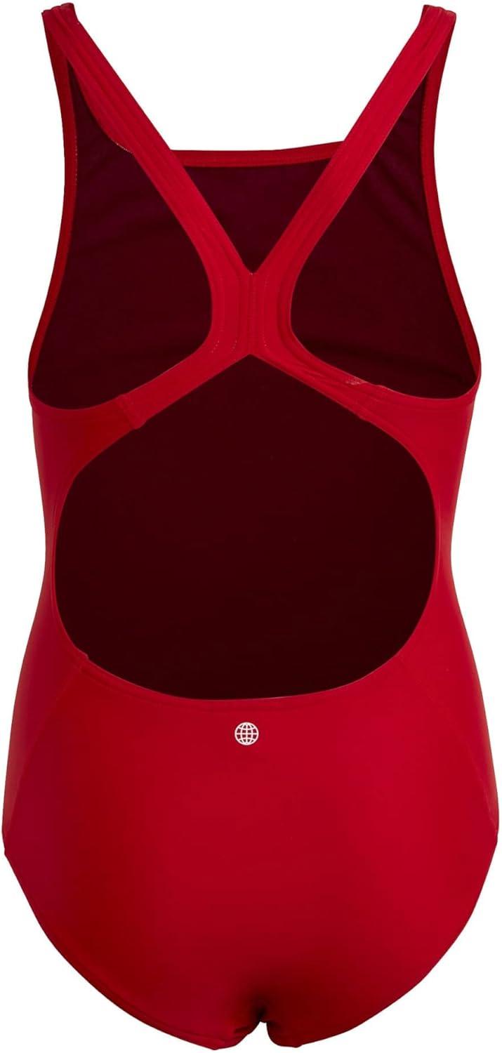 image:imageadidas Girls Solid Small Logo SwimsuitBetter ScarletWhiteShadow Red