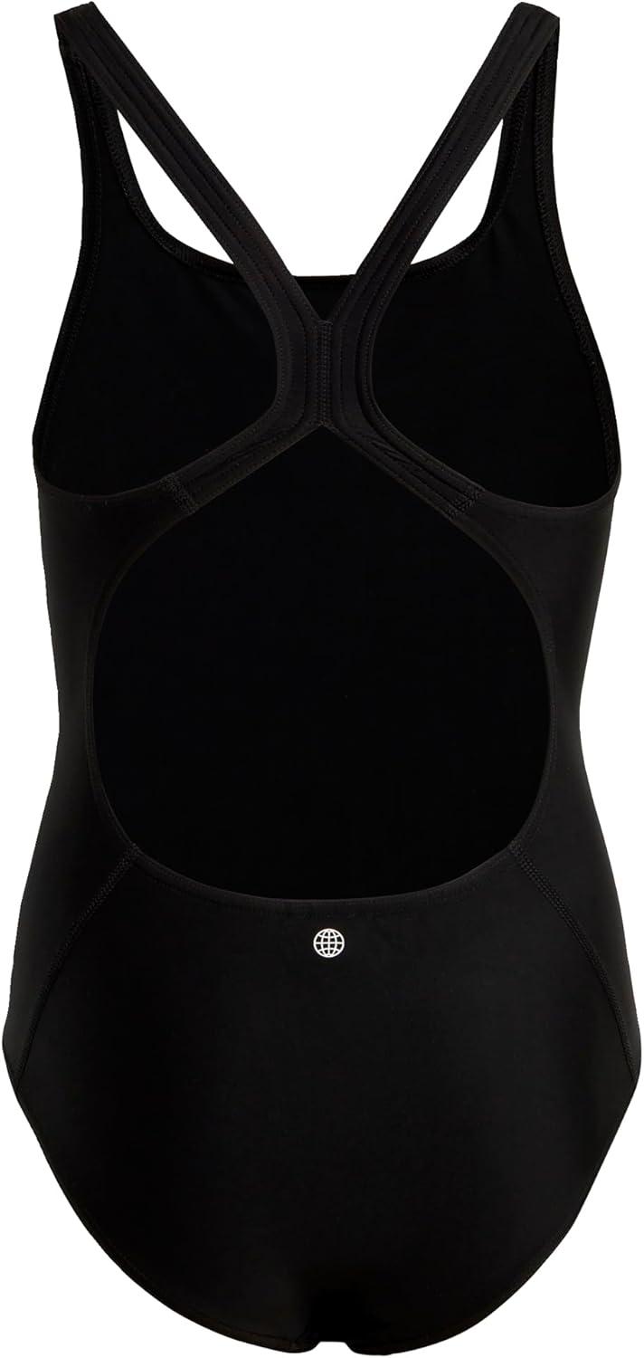 image:imageadidas Girls Solid Small Logo SwimsuitBlackWhite