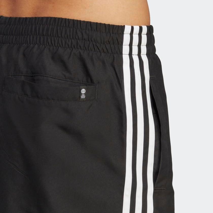 image:imageadidas Mens Adicolor Striped Swim Trunks Casual Swimwear Casual BlackBlackWhite