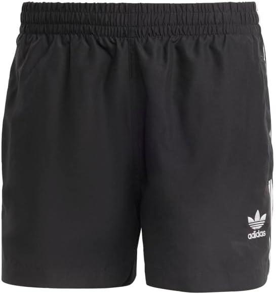 image:imageadidas Mens Adicolor Striped Swim Trunks Casual Swimwear Casual BlackBlackWhite