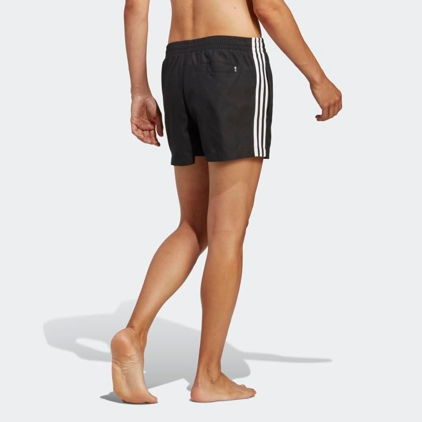 image:imageadidas Mens Adicolor Striped Swim Trunks Casual Swimwear Casual BlackBlackWhite