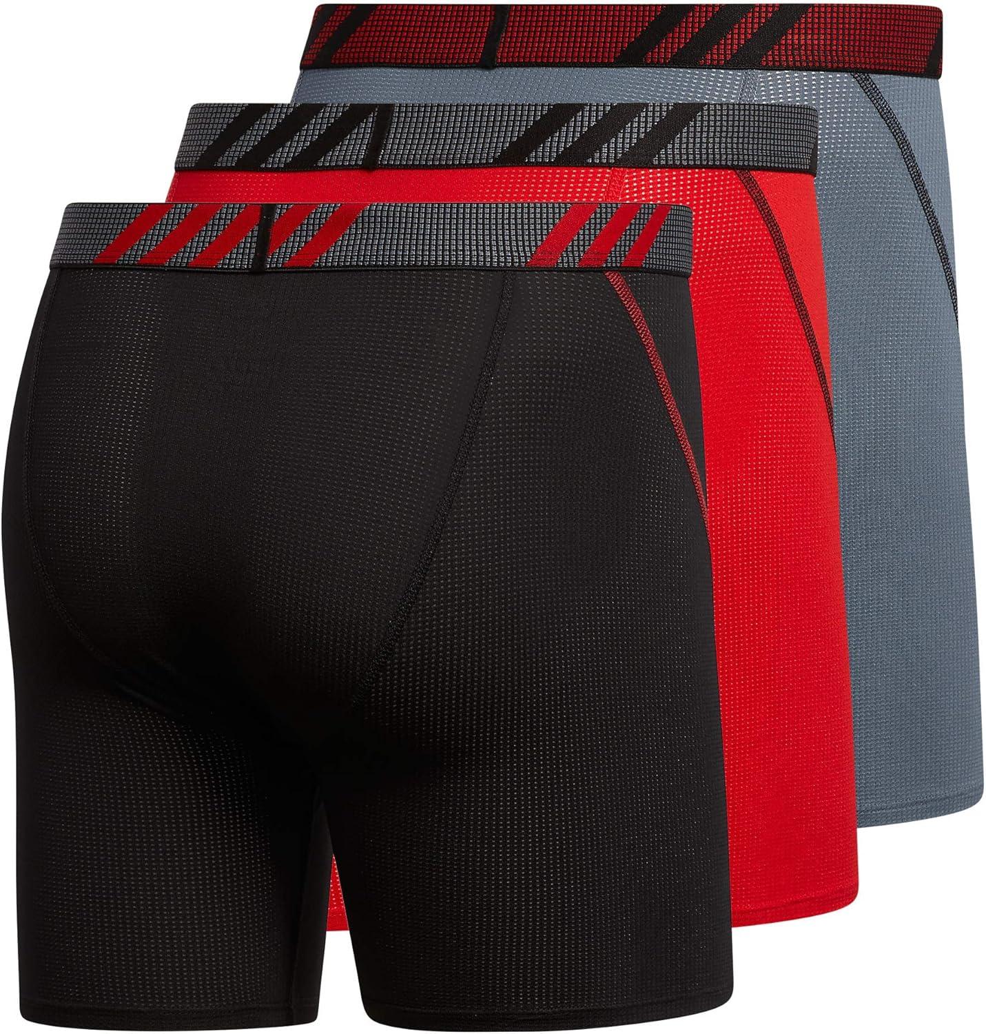 image:imageadidas Mens Sport Performance Mesh Boxer Brief Underwear 3Pack DISCONTINUEDBlackScarlet RedOnix Grey