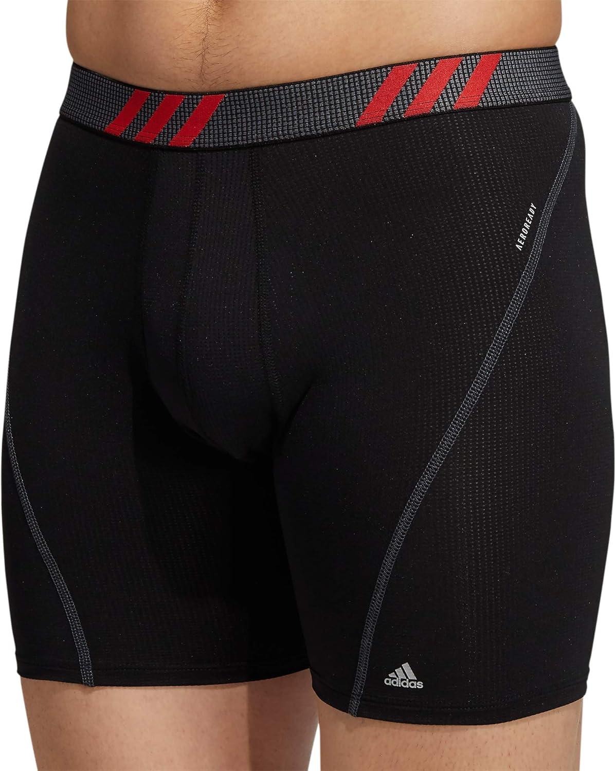image:imageadidas Mens Sport Performance Mesh Boxer Brief Underwear 3Pack DISCONTINUEDBlackVivid RedCrew Blue