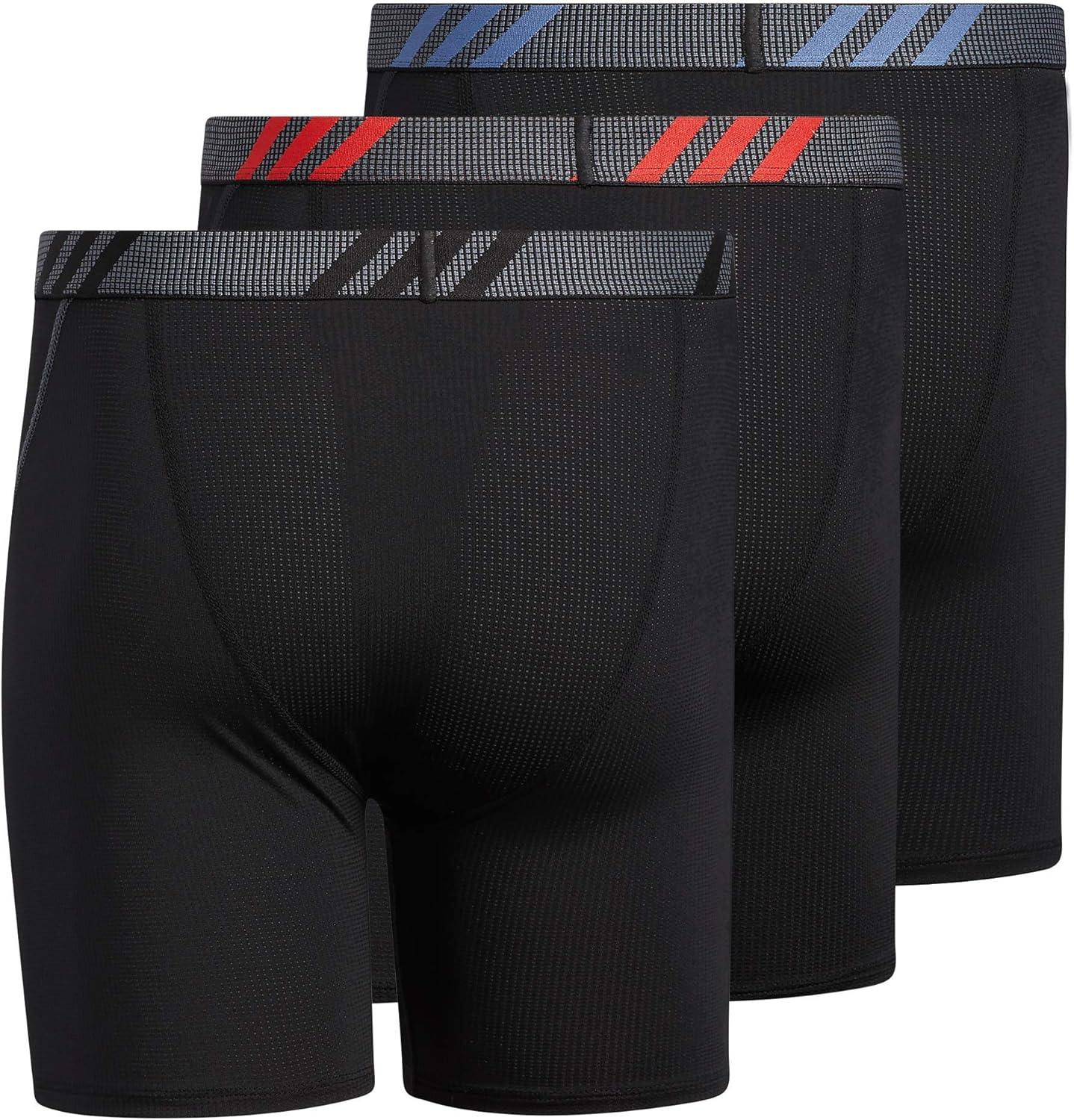 image:imageadidas Mens Sport Performance Mesh Boxer Brief Underwear 3Pack DISCONTINUEDBlackVivid RedCrew Blue