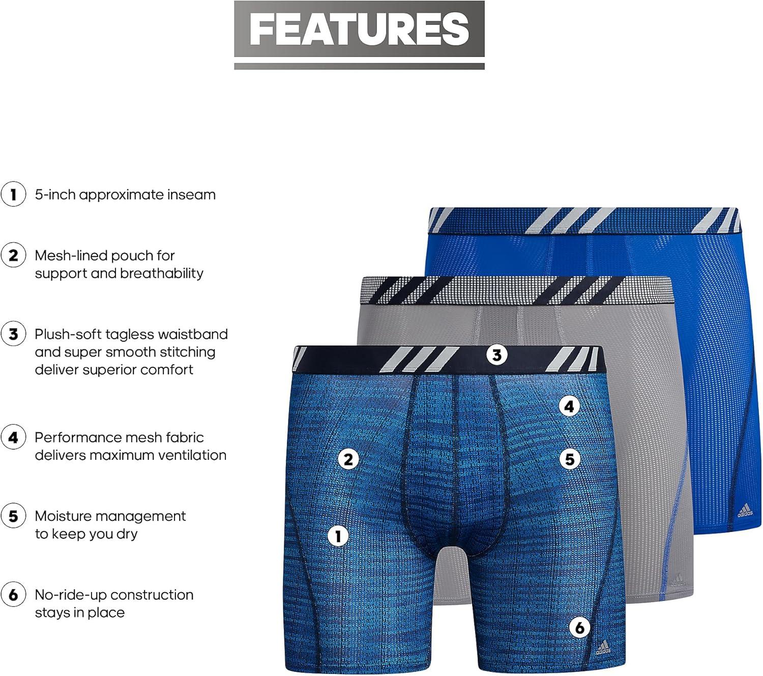 image:imageadidas Mens Sport Performance Mesh Boxer Brief Underwear 3Pack DISCONTINUEDIllum Team Royal BlueTeam Royal BlueGrey