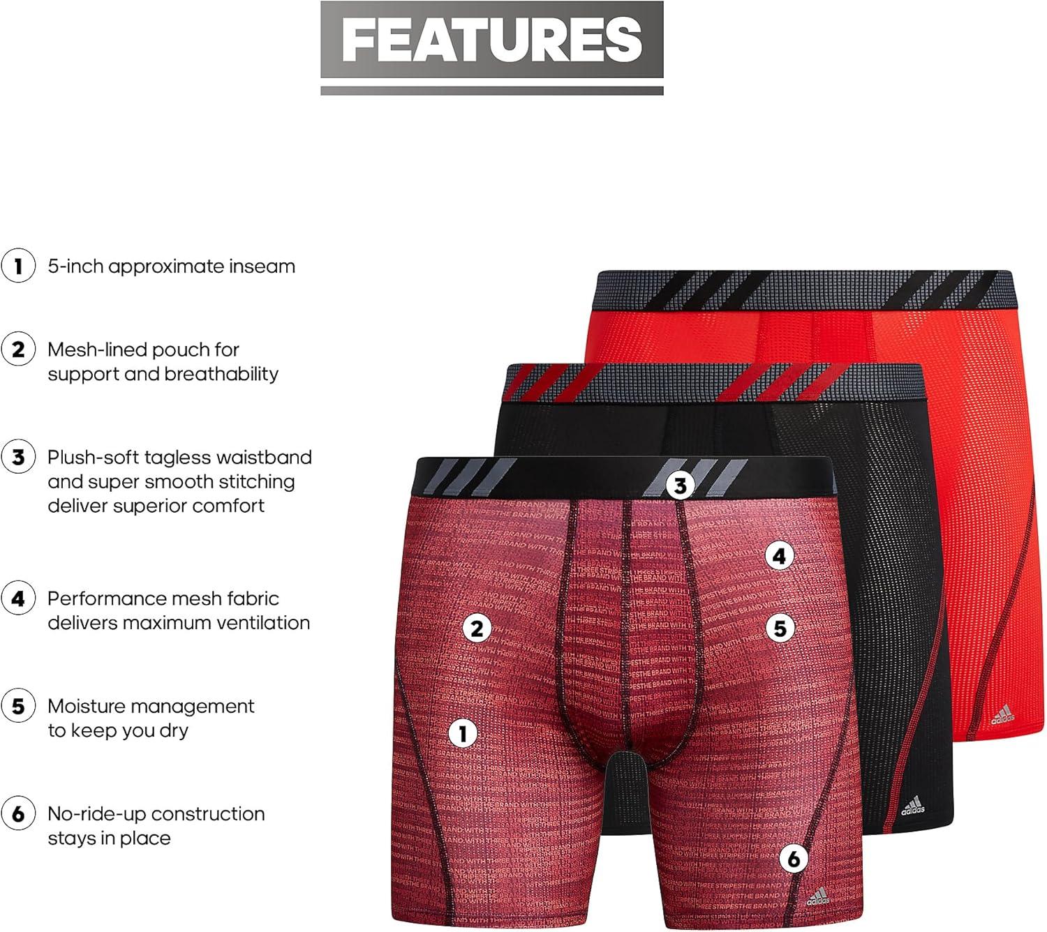 image:imageadidas Mens Sport Performance Mesh Boxer Brief Underwear 3Pack DISCONTINUEDIllum Vivid RedBlackVivid Red
