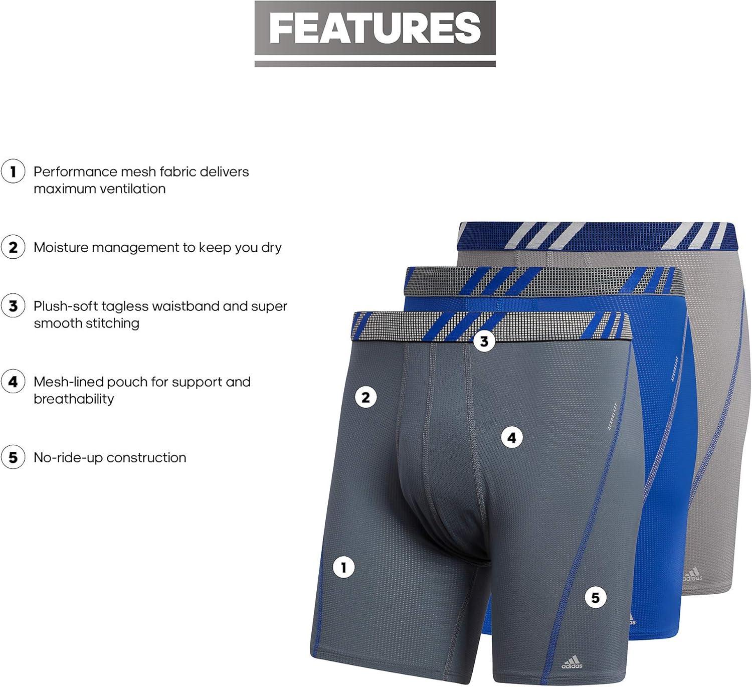 image:imageadidas Mens Sport Performance Mesh Boxer Brief Underwear 3Pack DISCONTINUEDOnix GreyBlue