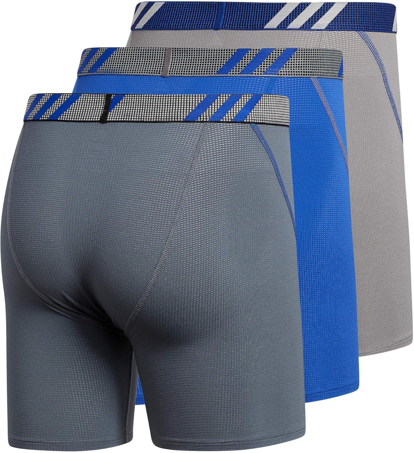 image:imageadidas Mens Sport Performance Mesh Boxer Brief Underwear 3Pack DISCONTINUEDOnix GreyBold BlueGrey