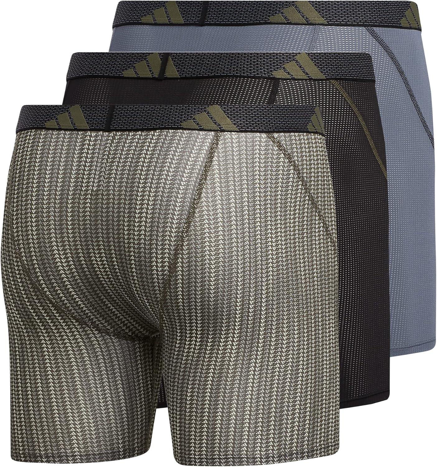 image:imageadidas Mens Sport Performance Mesh Boxer Brief Underwear 3Pack DISCONTINUEDPerformance Wave Silver Pebbleshadow OliveBlackOnix Grey