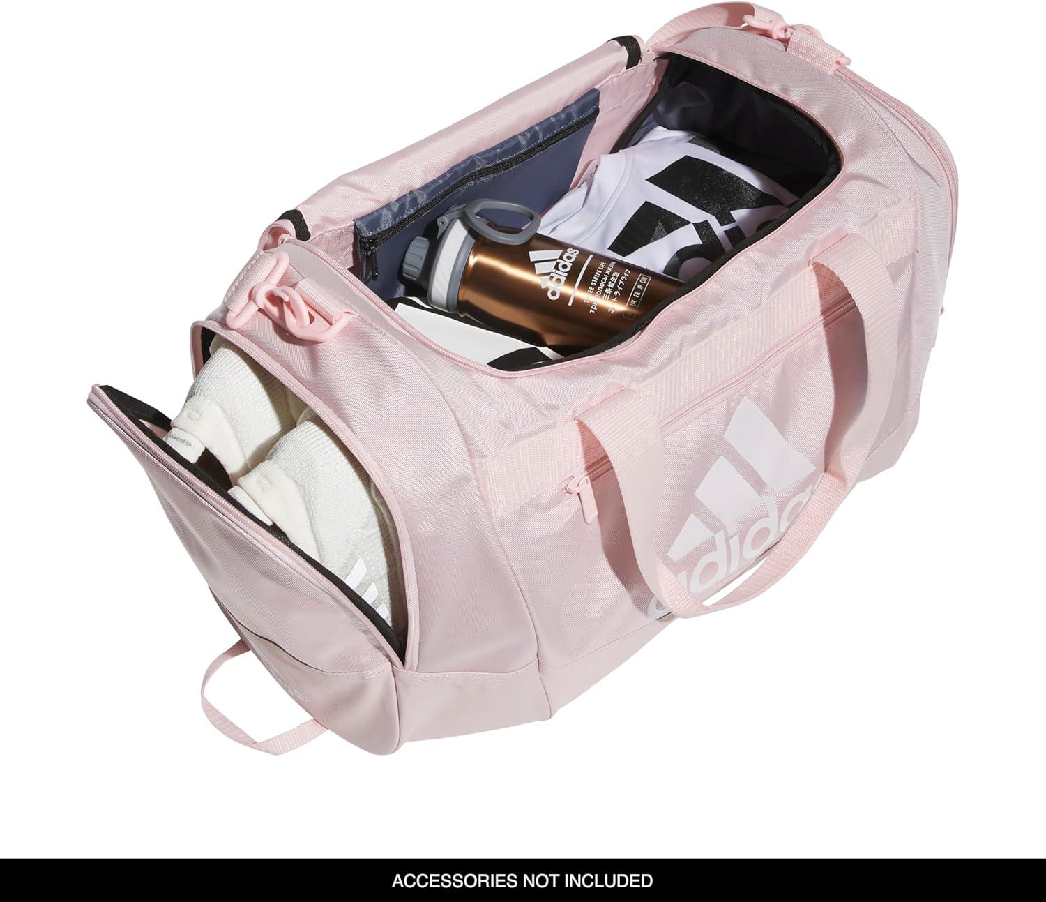 image:imageadidas Unisex Defender 40 Gym Duffel Bag for Men and WomenSandy PinkWhite