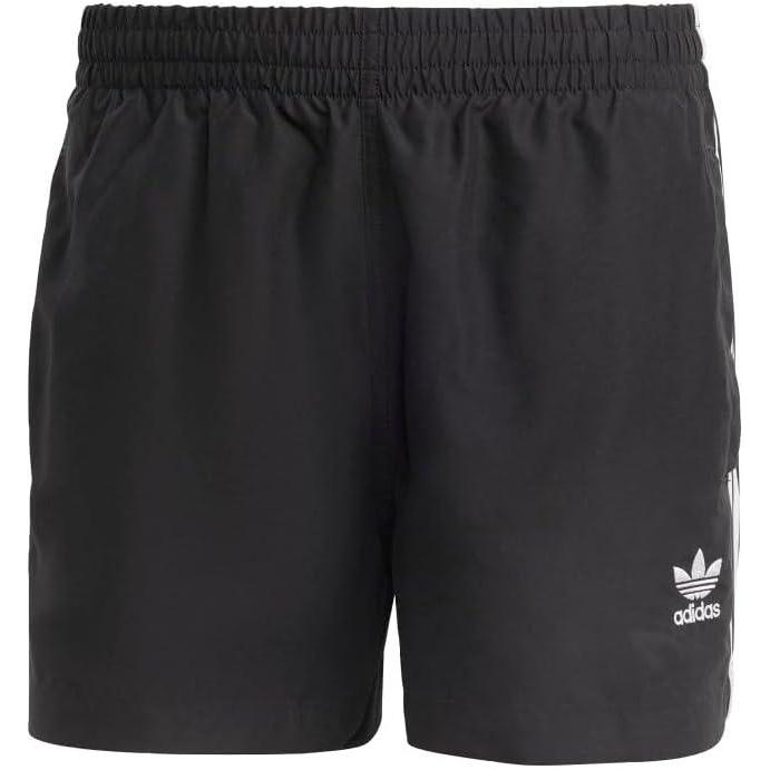 image:imageadidas Mens Adicolor Striped Swim Trunks Casual Swimwear Casual BlackBlackWhite