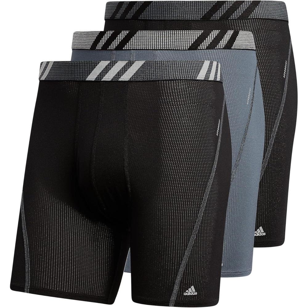 image:imageadidas Mens Sport Performance Mesh Boxer Brief Underwear 3Pack DISCONTINUEDBlackOnix GreyBlack