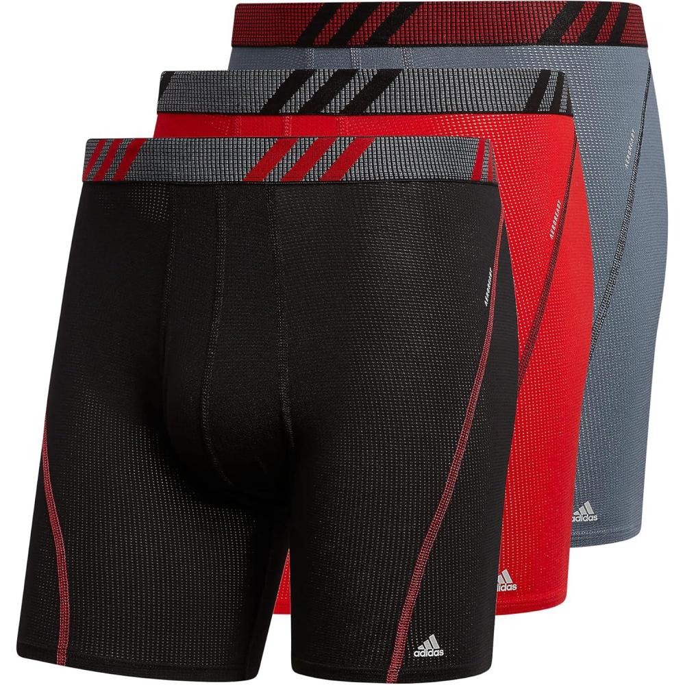 image:imageadidas Mens Sport Performance Mesh Boxer Brief Underwear 3Pack DISCONTINUEDBlackScarlet RedOnix Grey