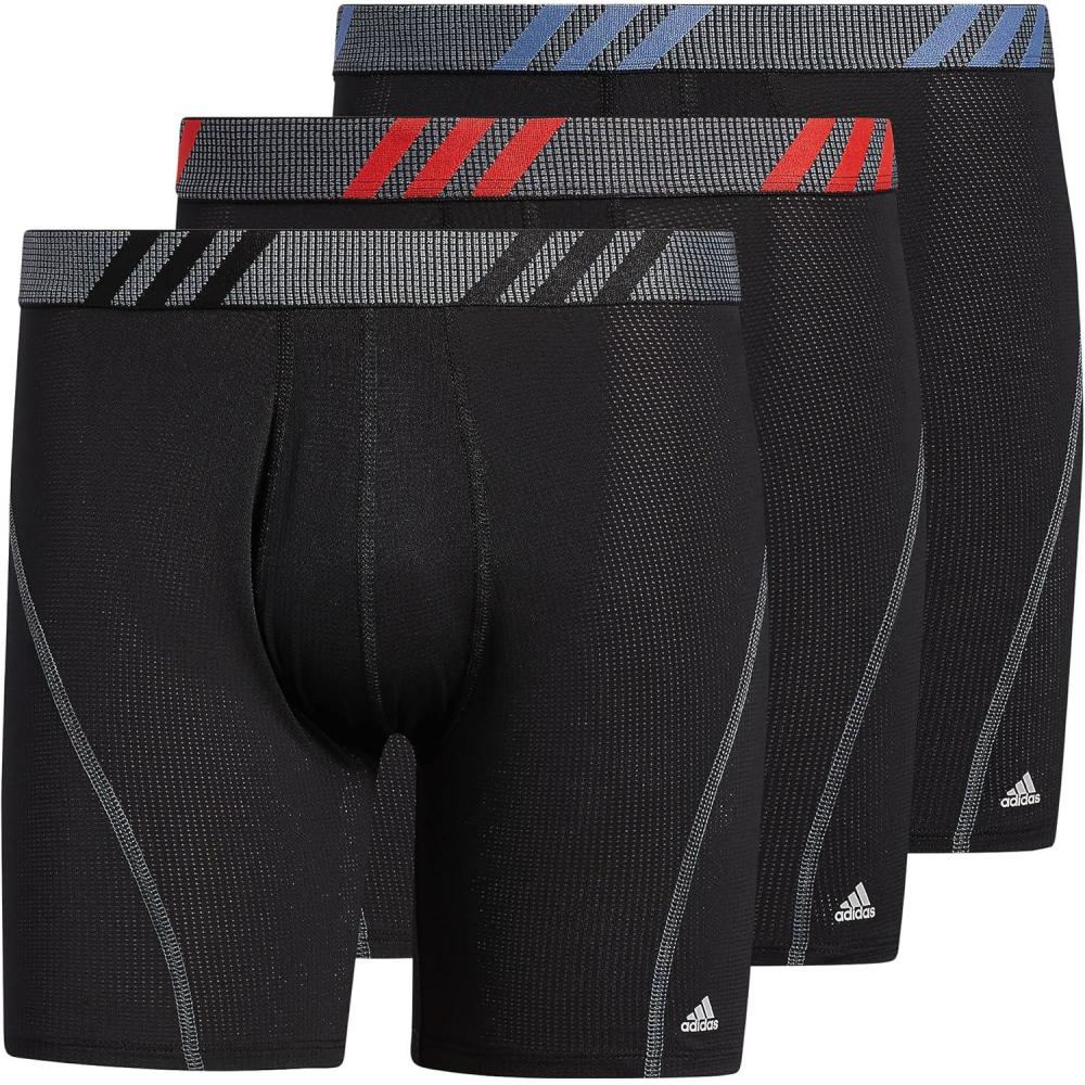 image:imageadidas Mens Sport Performance Mesh Boxer Brief Underwear 3Pack DISCONTINUEDBlackVivid RedCrew Blue