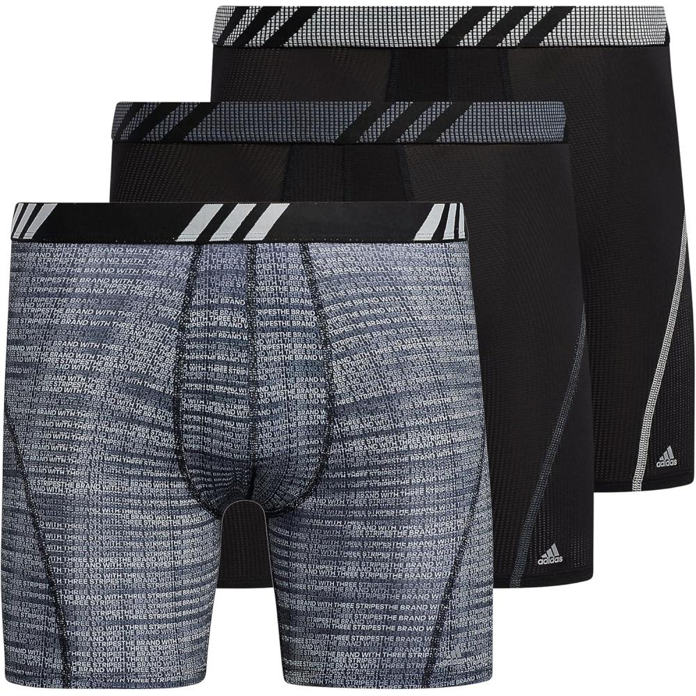 image:imageadidas Mens Sport Performance Mesh Boxer Brief Underwear 3Pack DISCONTINUEDIllum BlackOnix GreyClear Grey