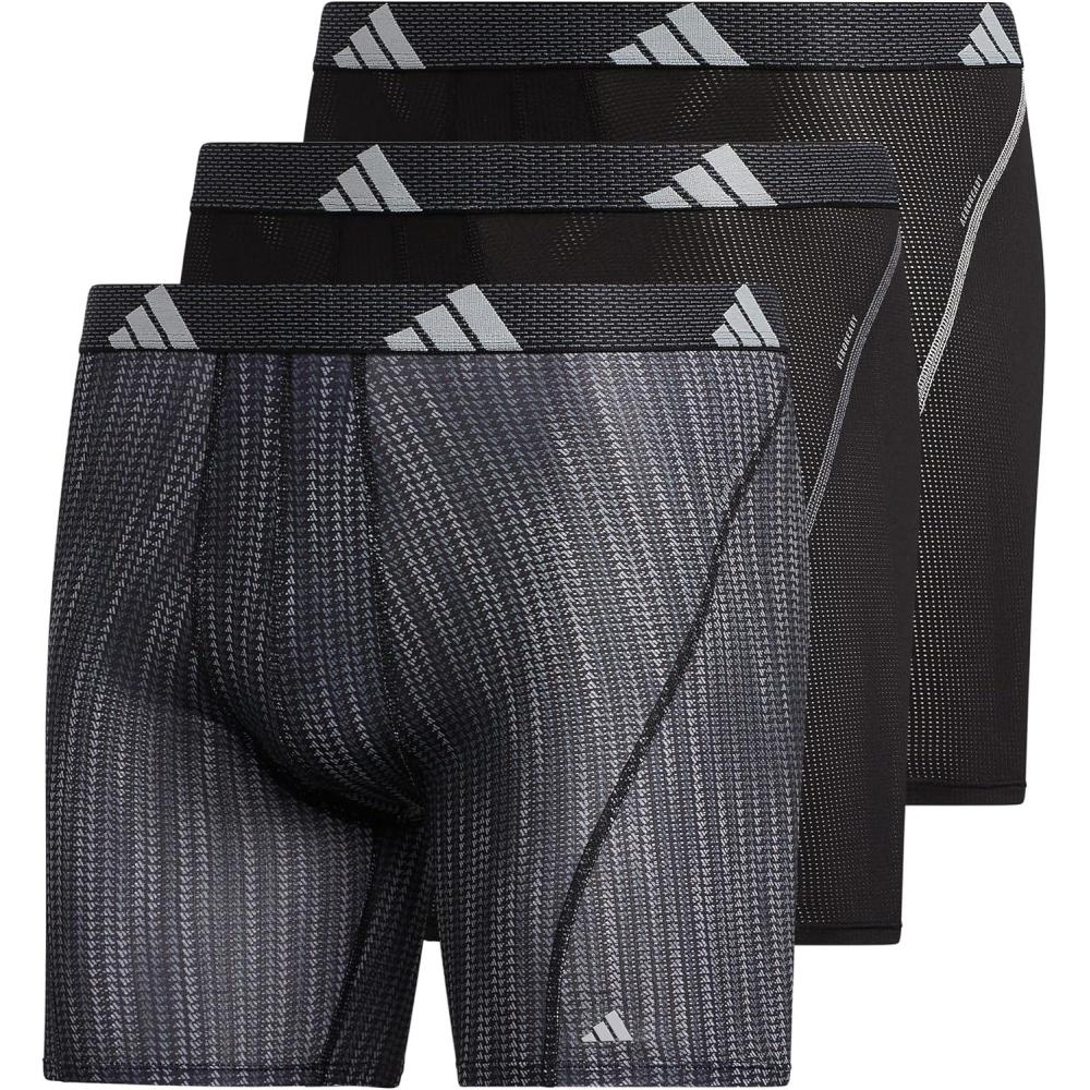 image:imageadidas Mens Sport Performance Mesh Boxer Brief Underwear 3Pack DISCONTINUEDPerformance Wave BlackBlackBlack
