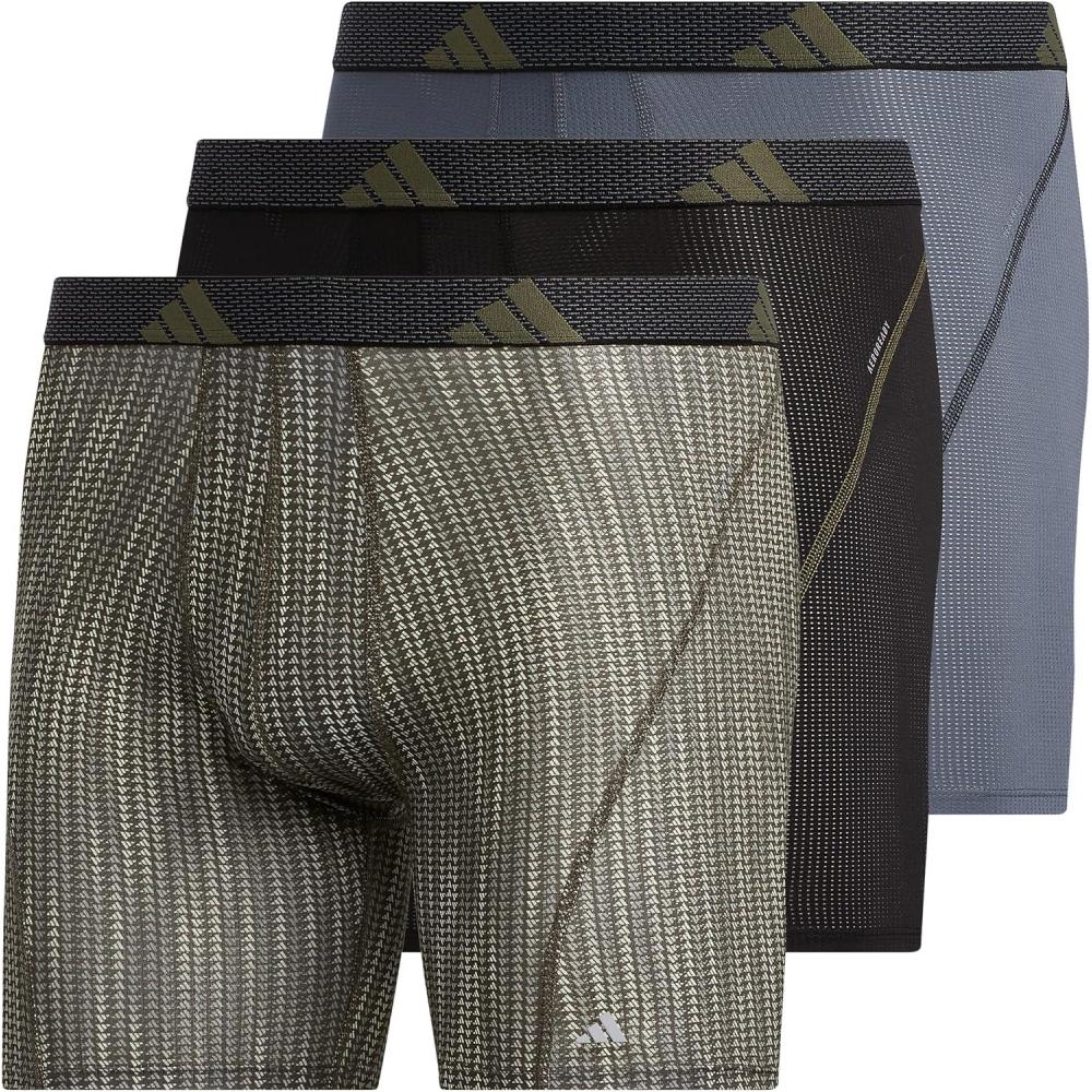 image:imageadidas Mens Sport Performance Mesh Boxer Brief Underwear 3Pack DISCONTINUEDPerformance Wave Silver Pebbleshadow OliveBlackOnix Grey