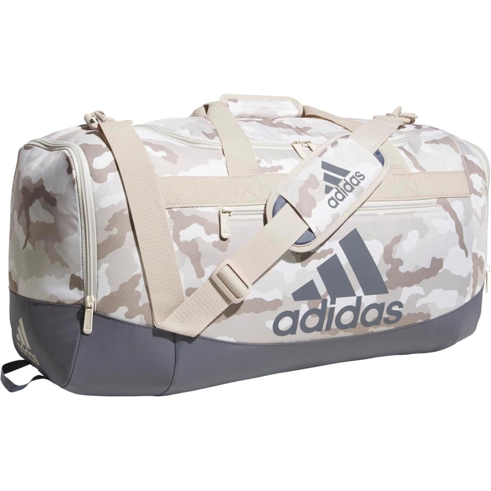image:imageadidas Unisex Defender 40 Gym Duffel Bag for Men and WomenCamouflage Wonder BeigeOnix Grey