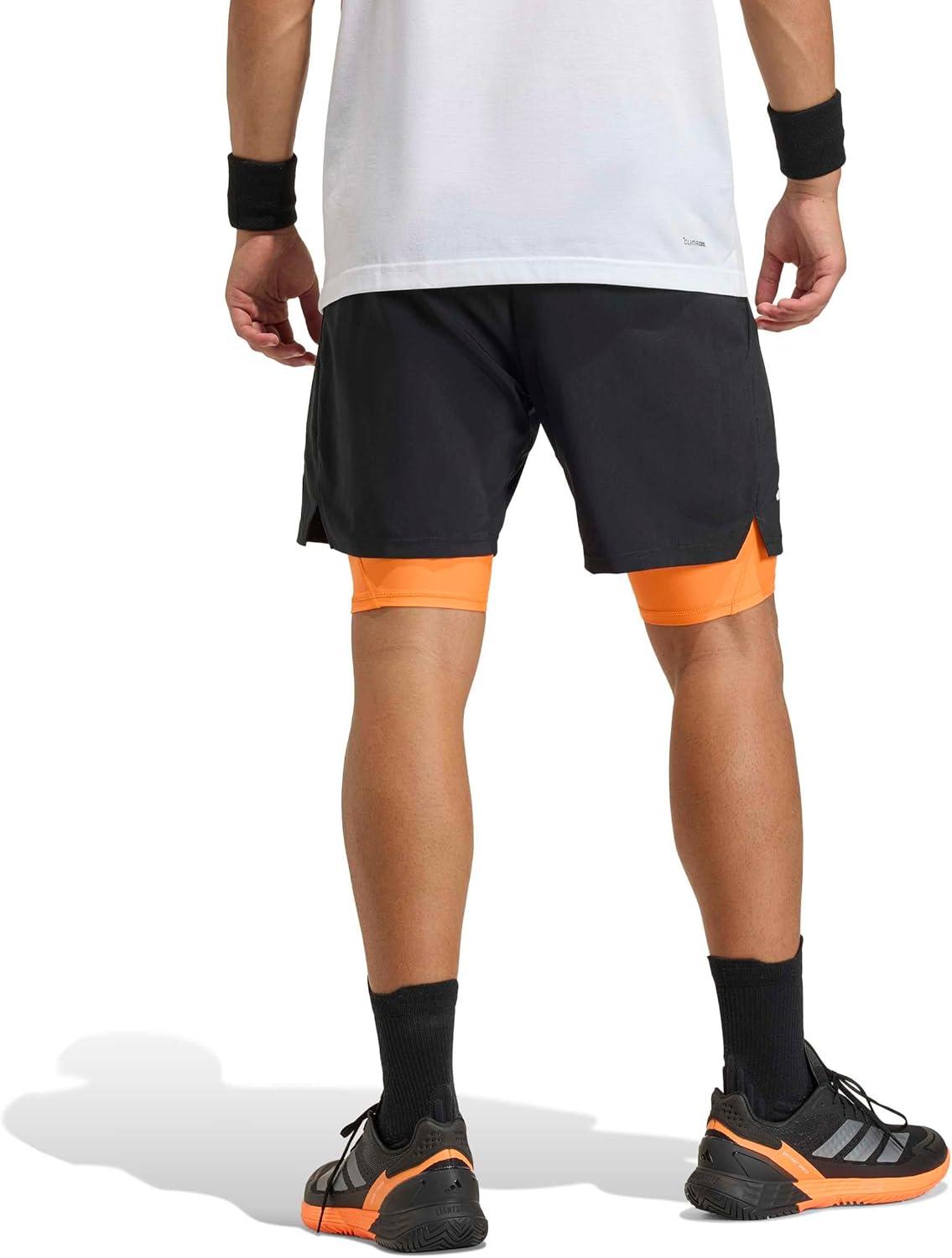 image:imageAdidas Mens Club Tennis Climacool Twoinone ShortsBlackPure Orange