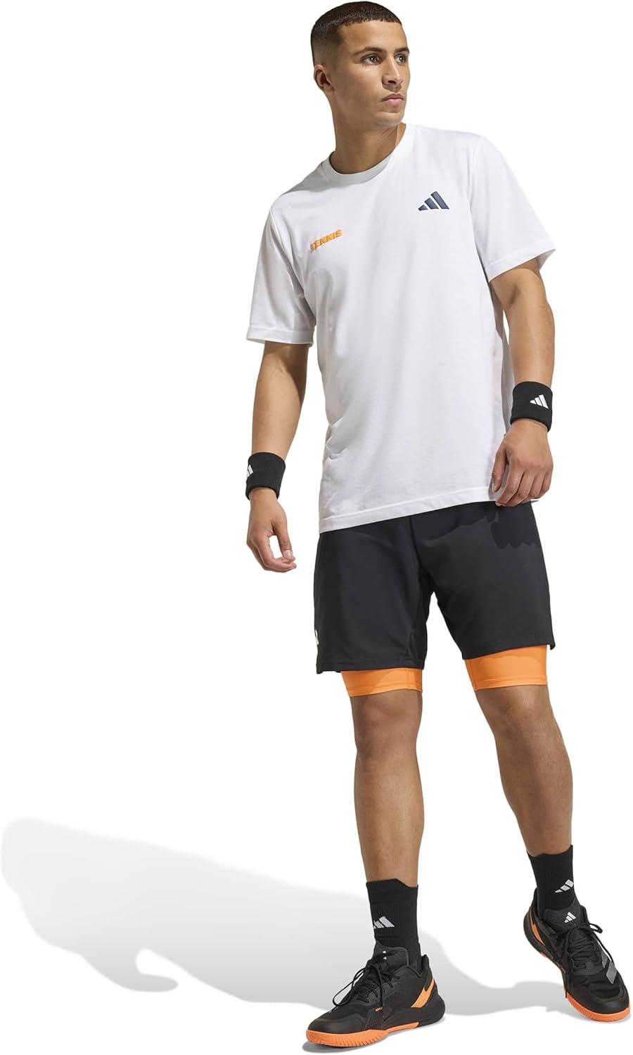 image:imageAdidas Mens Club Tennis Climacool Twoinone ShortsBlackPure Orange