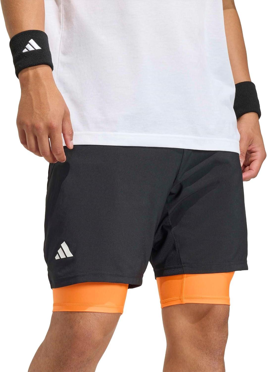 image:imageAdidas Mens Club Tennis Climacool Twoinone ShortsBlackPure Orange