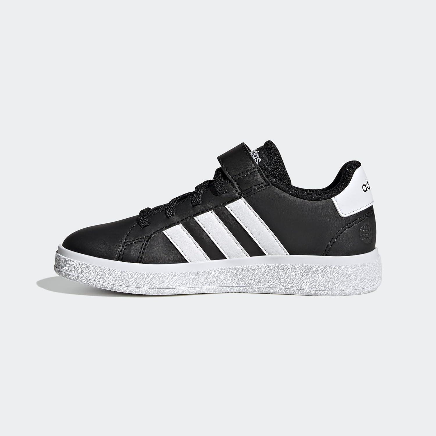 image:imageAdidas UnisexChild Grand Court 20 Elastic Lace amp Strap DiscBlackWhiteBlack 2022