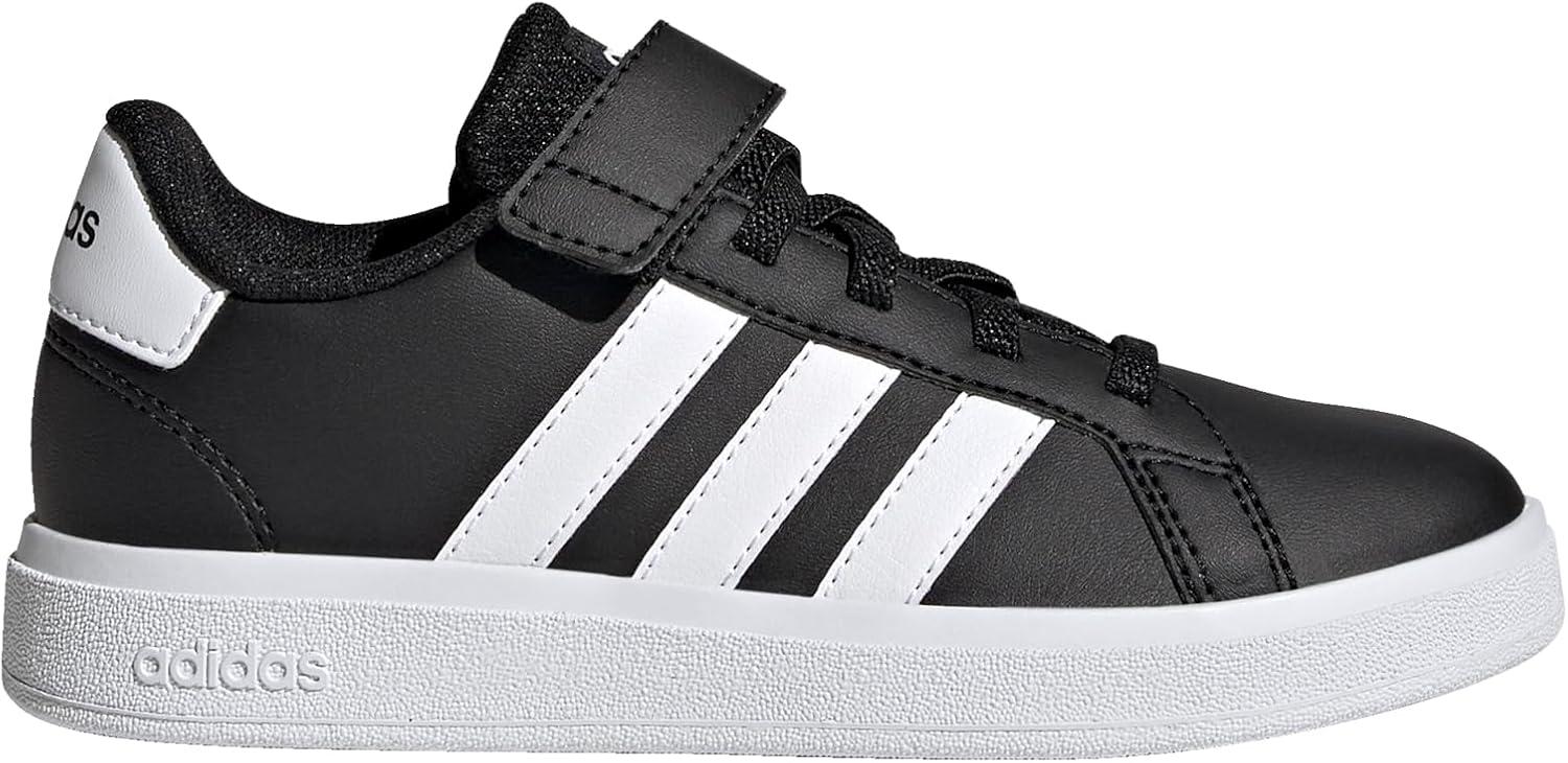 image:imageAdidas UnisexChild Grand Court 20 Elastic Lace amp Strap DiscBlackWhiteBlack 2022