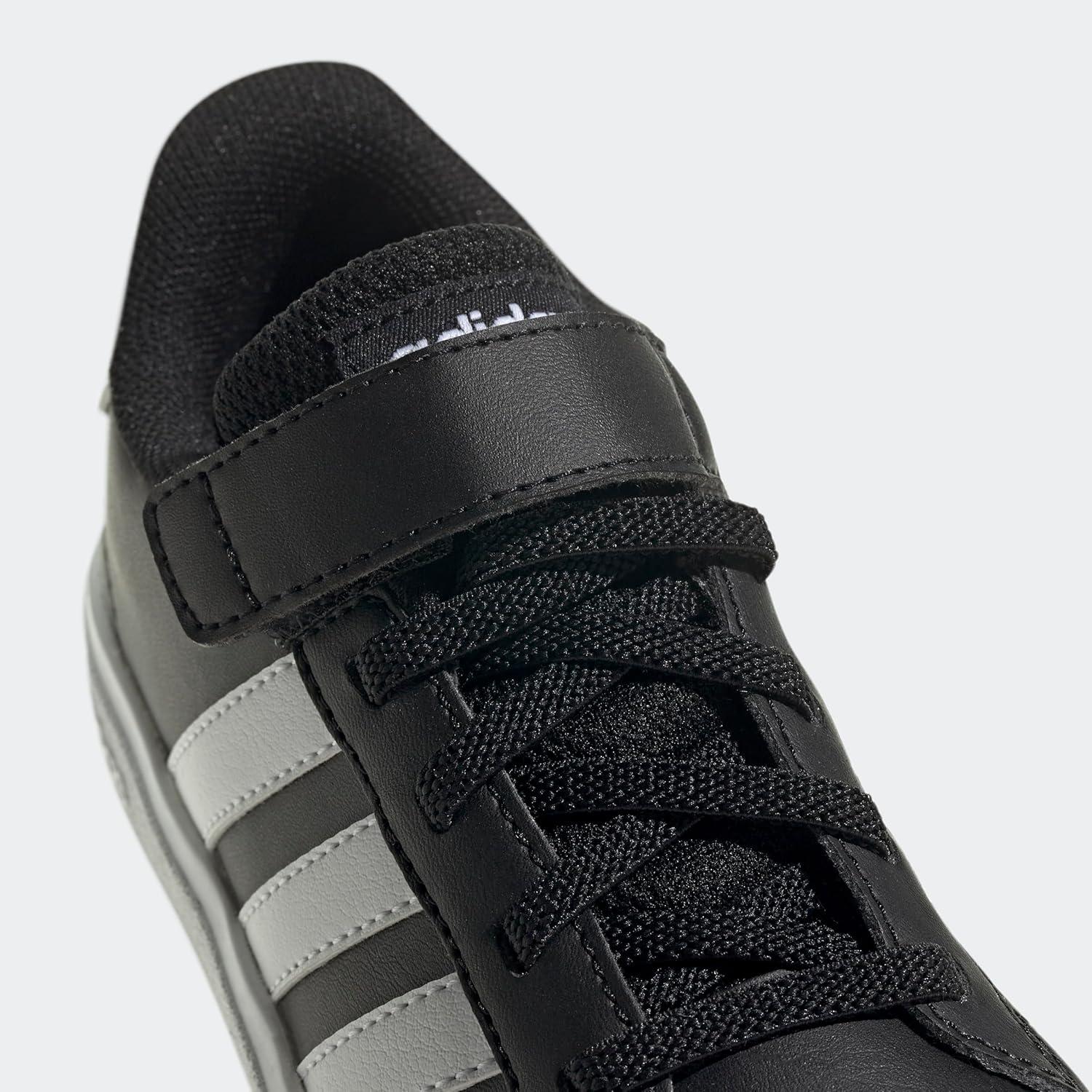 image:imageAdidas UnisexChild Grand Court 20 Elastic Lace amp Strap DiscBlackWhiteBlack
