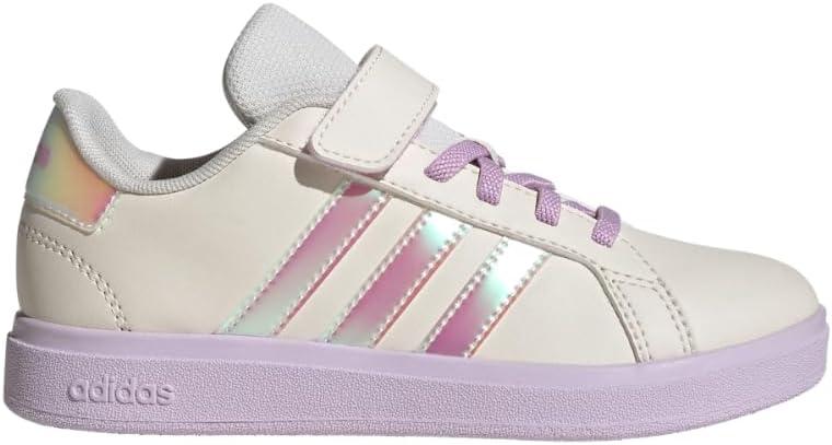 image:imageAdidas UnisexChild Grand Court 20 Elastic Lace amp Strap DiscChalk WhiteChalk WhiteBliss Lilac