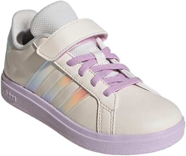 image:imageAdidas UnisexChild Grand Court 20 Elastic Lace amp Strap DiscChalk WhiteChalk WhiteBliss Lilac