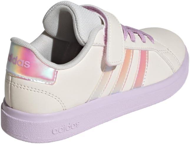 image:imageAdidas UnisexChild Grand Court 20 Elastic Lace amp Strap DiscChalk WhiteChalk WhiteBliss Lilac