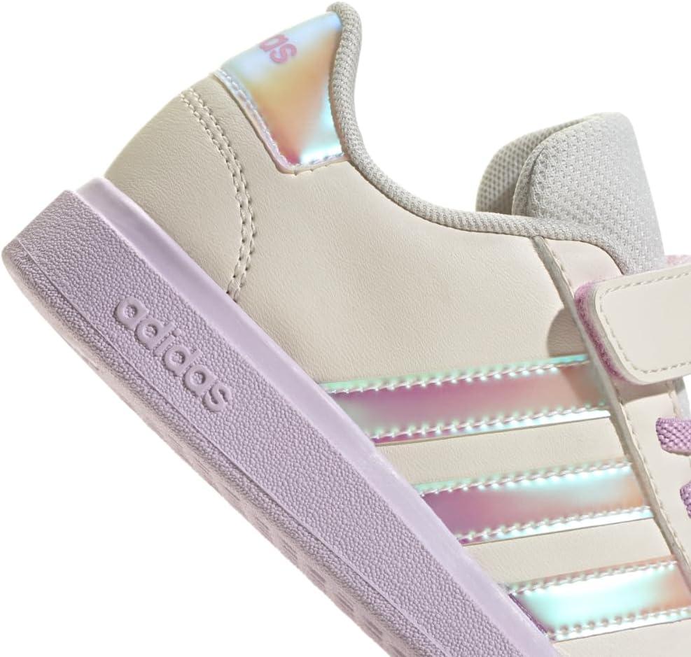image:imageAdidas UnisexChild Grand Court 20 Elastic Lace amp Strap DiscChalk WhiteChalk WhiteBliss Lilac