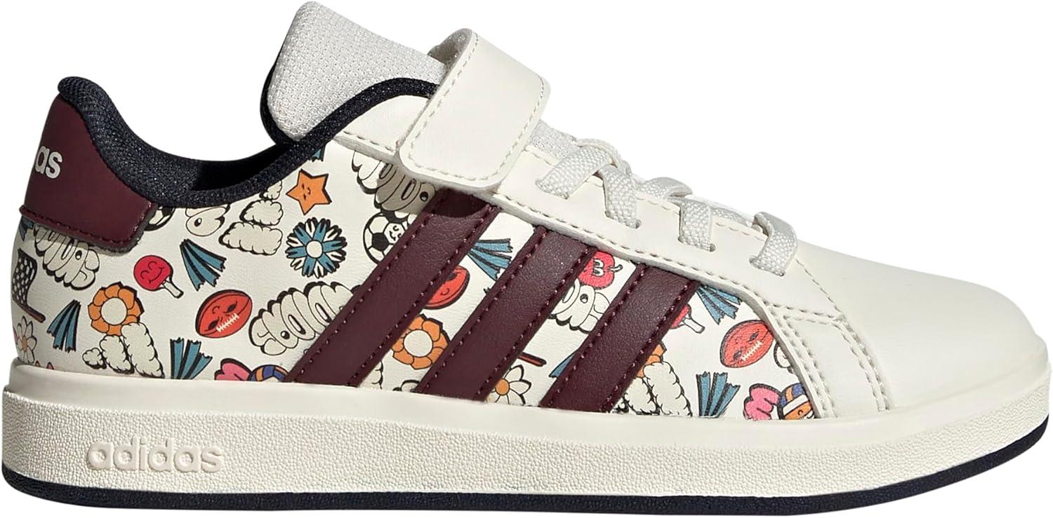 image:imageAdidas UnisexChild Grand Court 20 Elastic Lace amp Strap DiscCloud WhiteAurora RubyInk